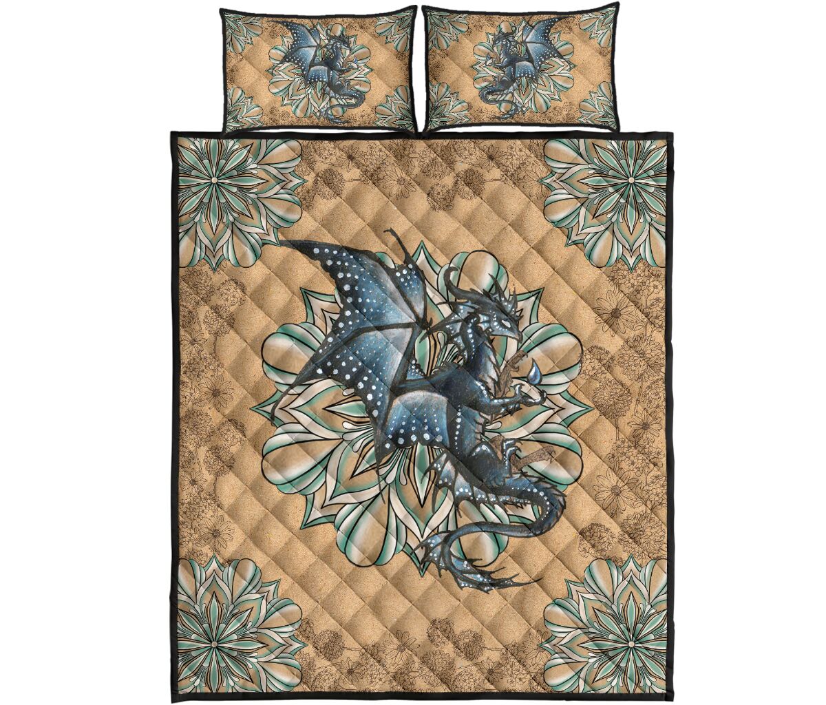 Dragon Kraft Style Quilt Bed Set - Love Quilt Bedding Set