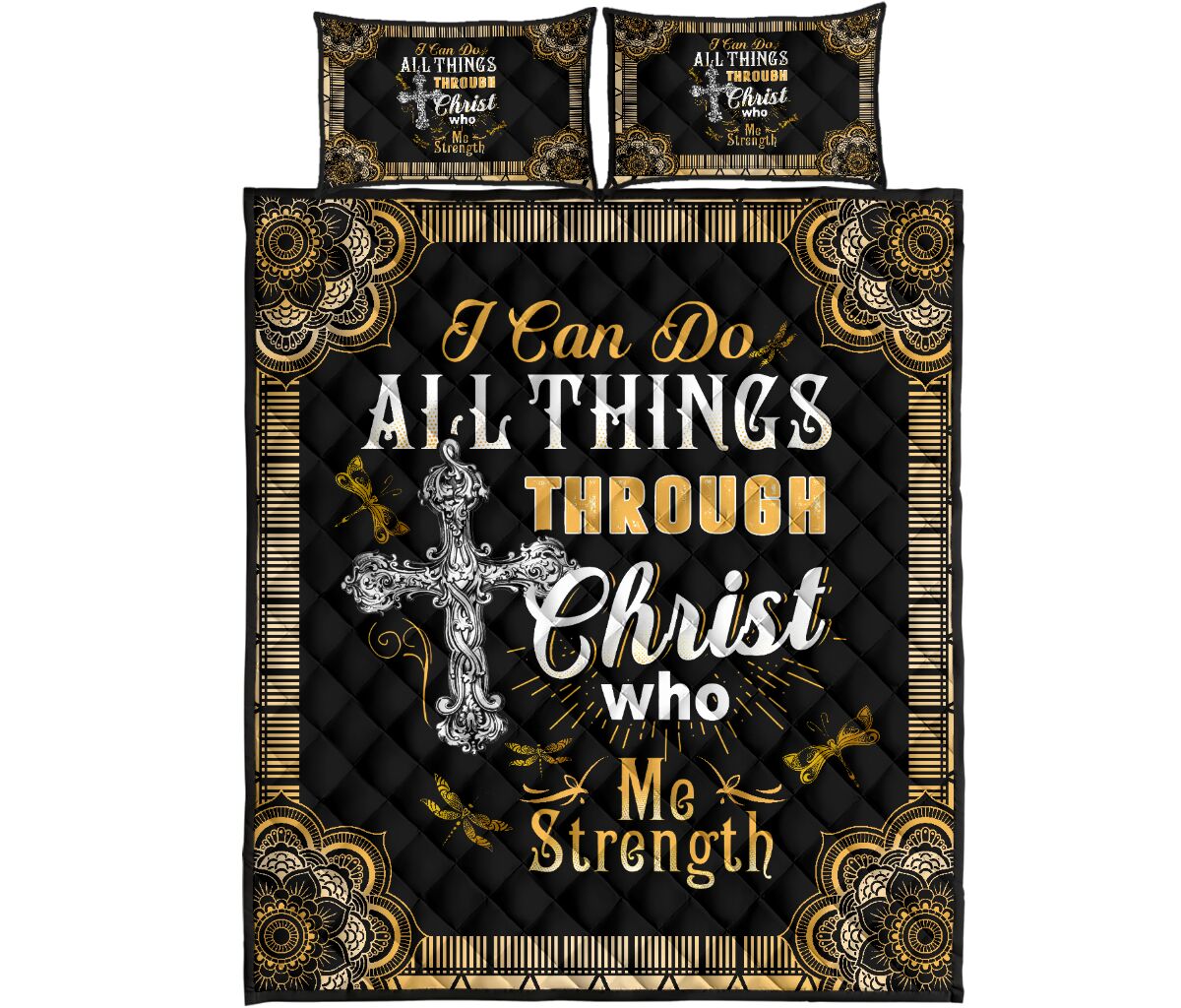 I Can Do All Things Quotes Quilt Bed Set - Love Quilt Bedding Set