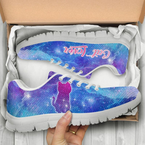 Lg Cat Lovers In Galaxy World Sneakers, Runni- Love Sneakers