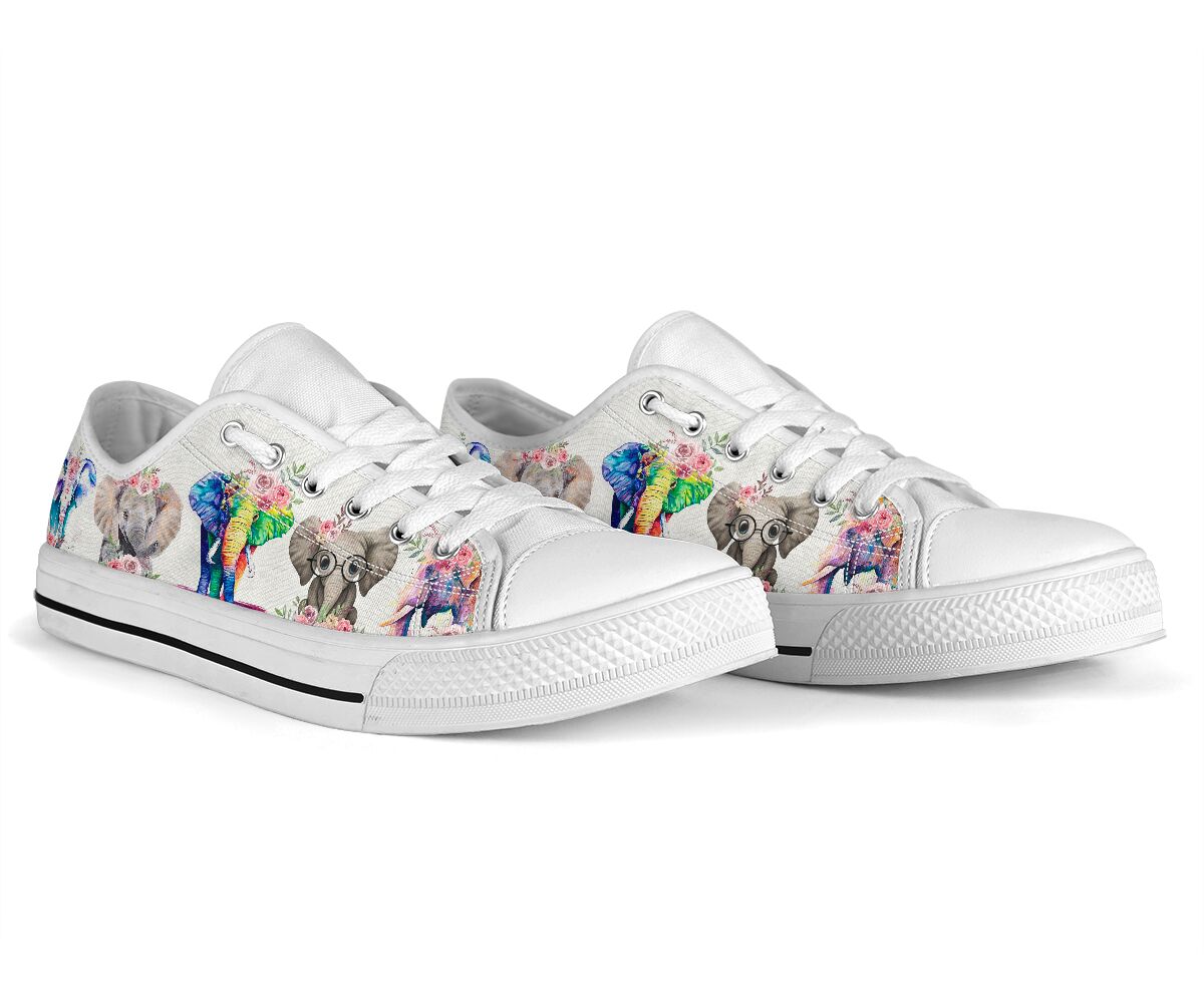 Elephant - Flowers - Low Top Shoe - Love Love Top Shoes