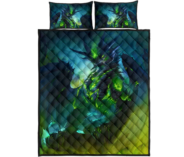 The Poison Dragon Green Art Style Quilt Bed Set - Love Quilt Bedding Set