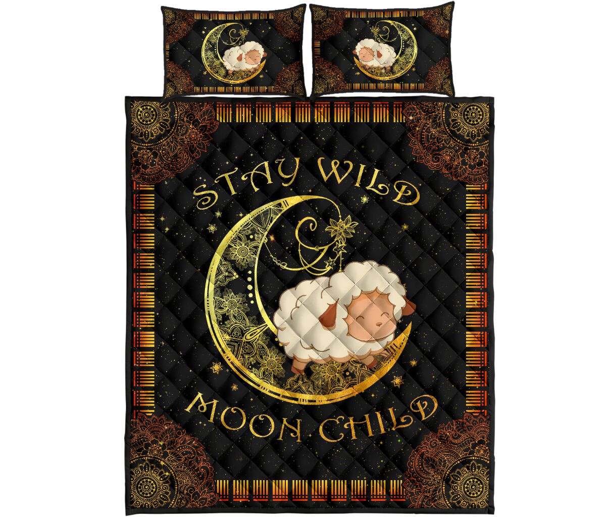 Sheep Stay Wild Moon Child Quilt Bed Set- Love Quilt Bedding Set