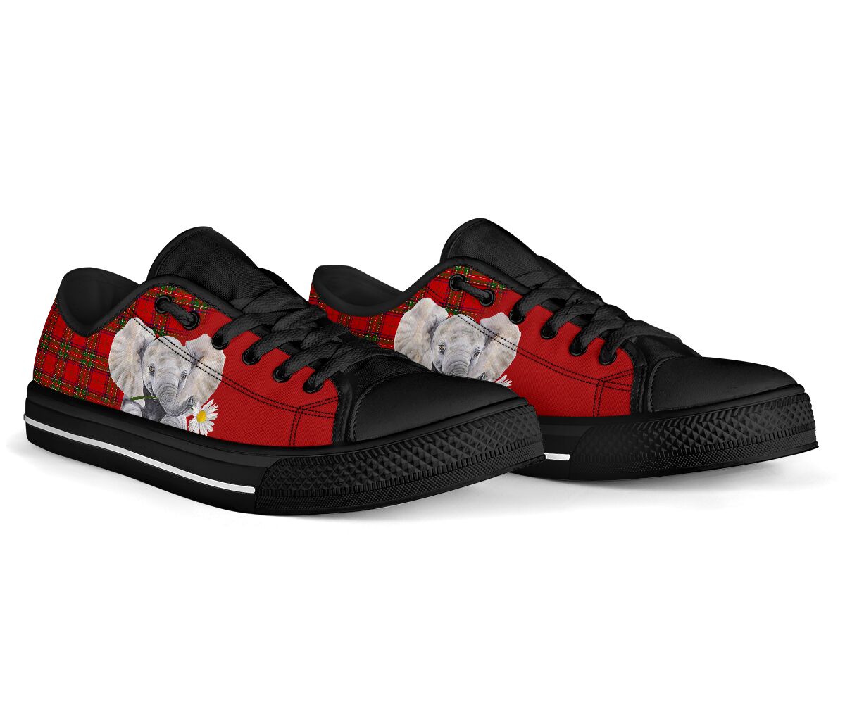 Elephant Red Plaid Low Top  Shoes