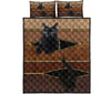 Cat Black Zipper Leather Quilt Bed Set- Love Quilt Bedding Set