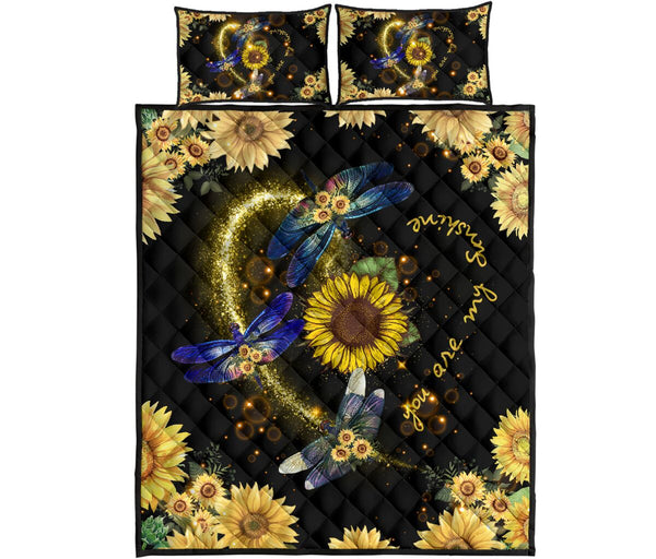 Dragonfly Heart Light Sunflower Style Quilt Bed Set- Love Quilt Bedding Set