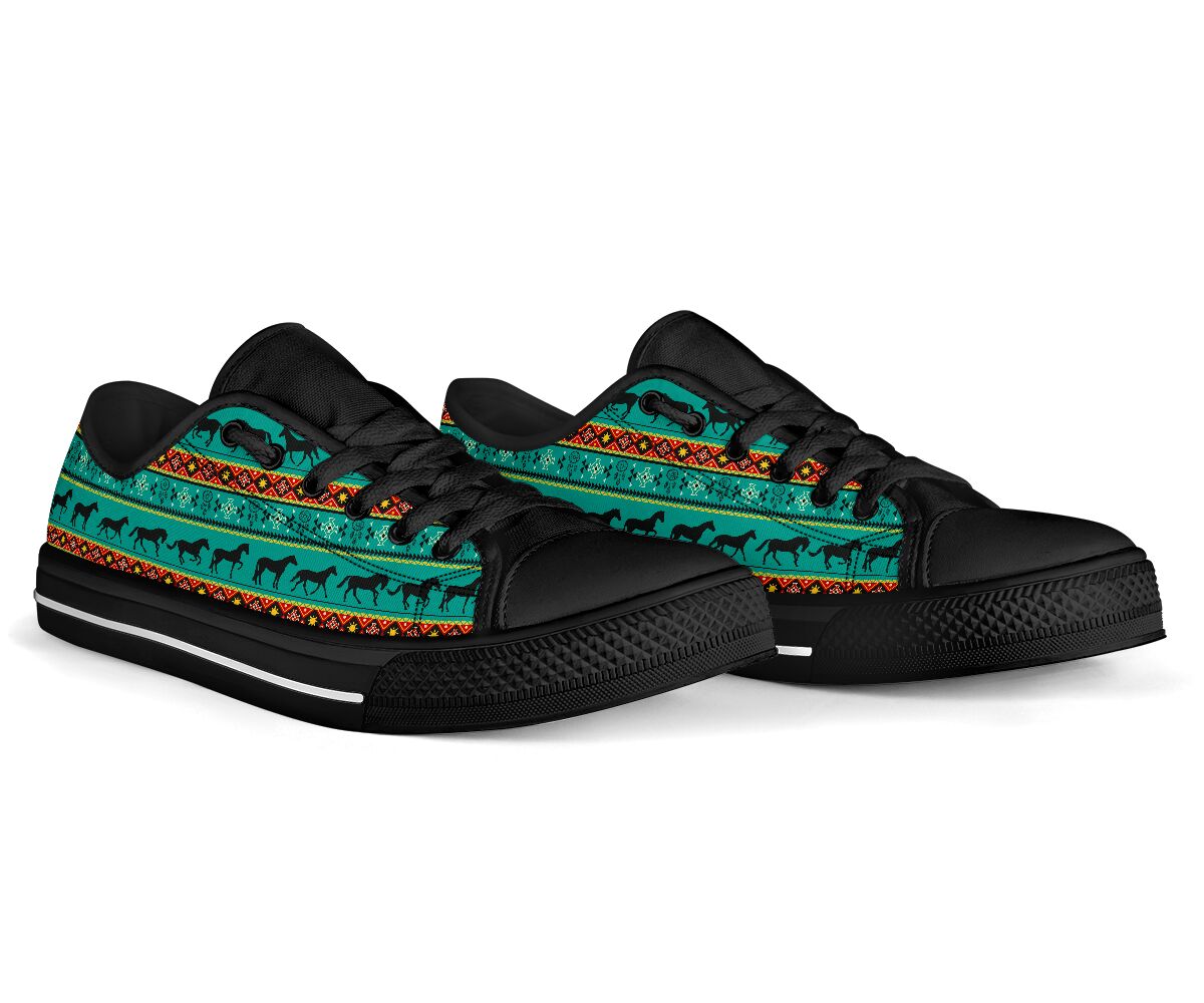 Horse Turquoise Low Top  Shoes
