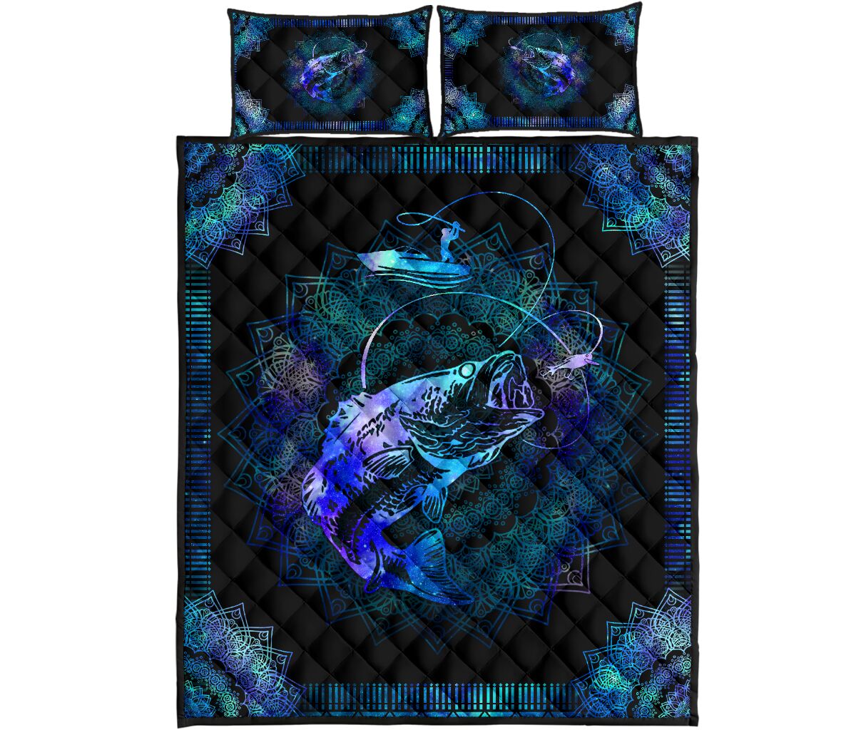 Fishing - Mandala Style - Quilt Bed Set 70 - Love Quilt Bedding Set