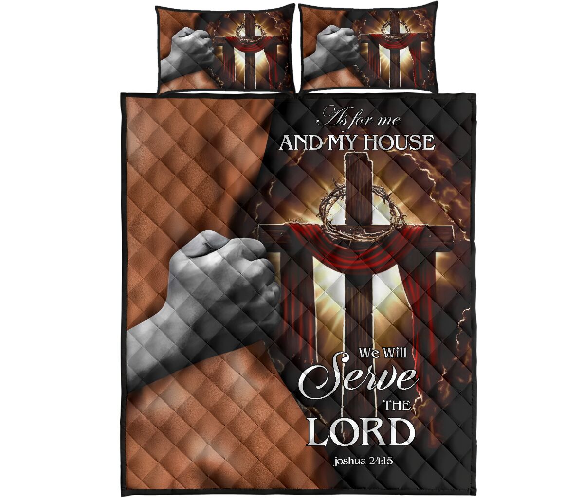 God Cross Leather Quilt Bed Set - Love Quilt Bedding Set