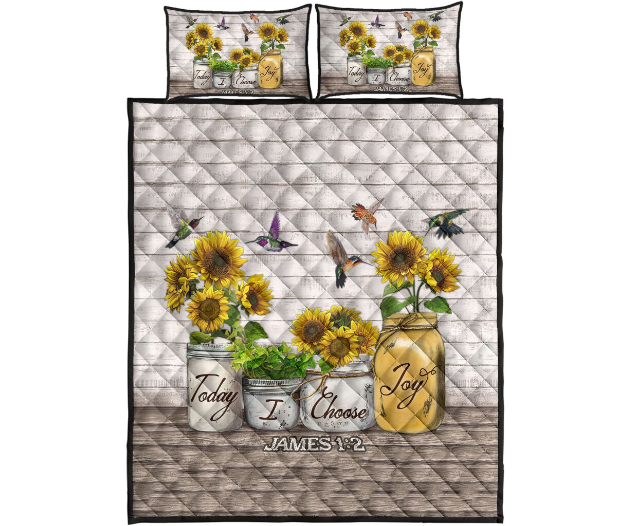 Quilt Bed Set - Hummingbird - Sunflower -today I Choose Joy 78 - Love Quilt Bedding Set