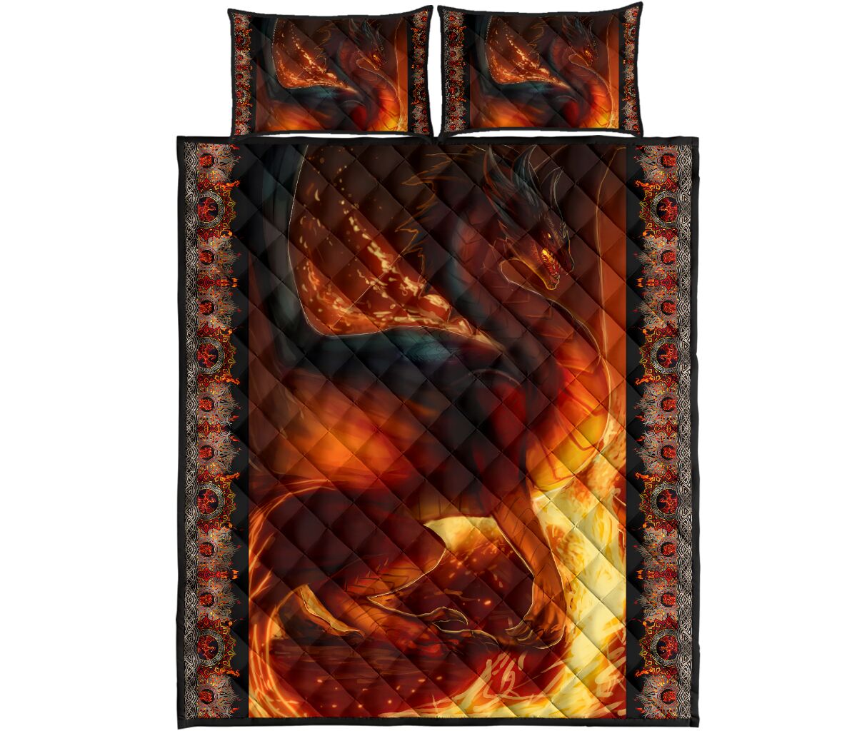 Dragon Fire Quilt Bed Set- Love Quilt Bedding Set