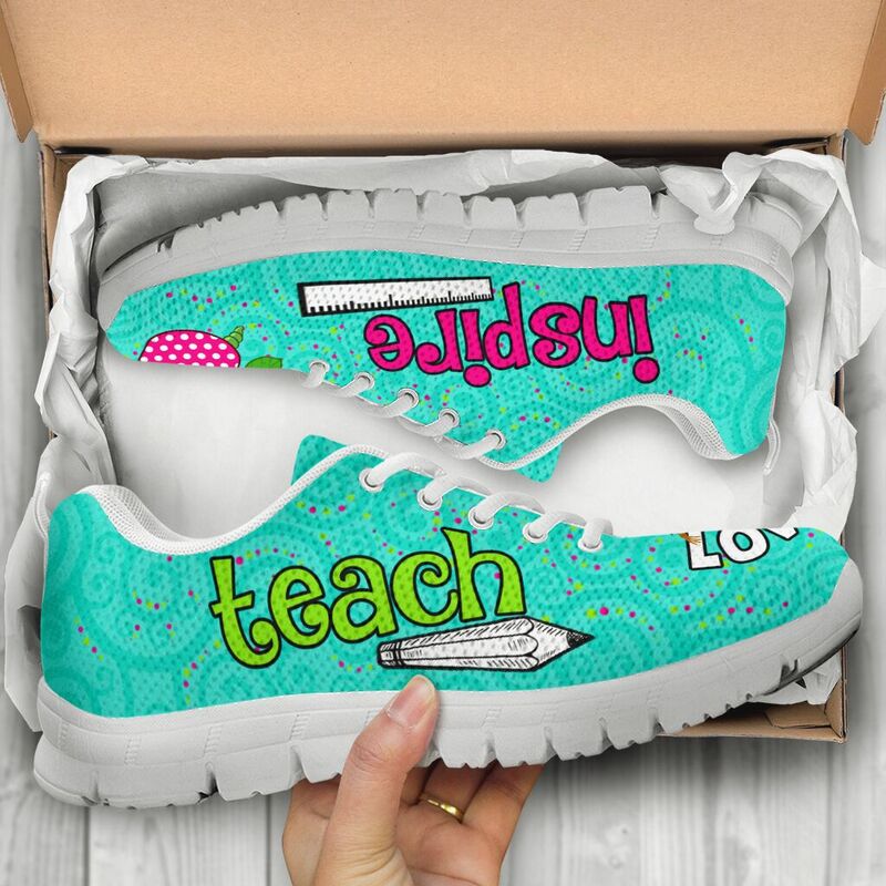 Teach Love Inspire- Turquoise Kd Sneakers, Running Shoes, Shoes For Women, Shoes For Men, Cu- Love Sneakers