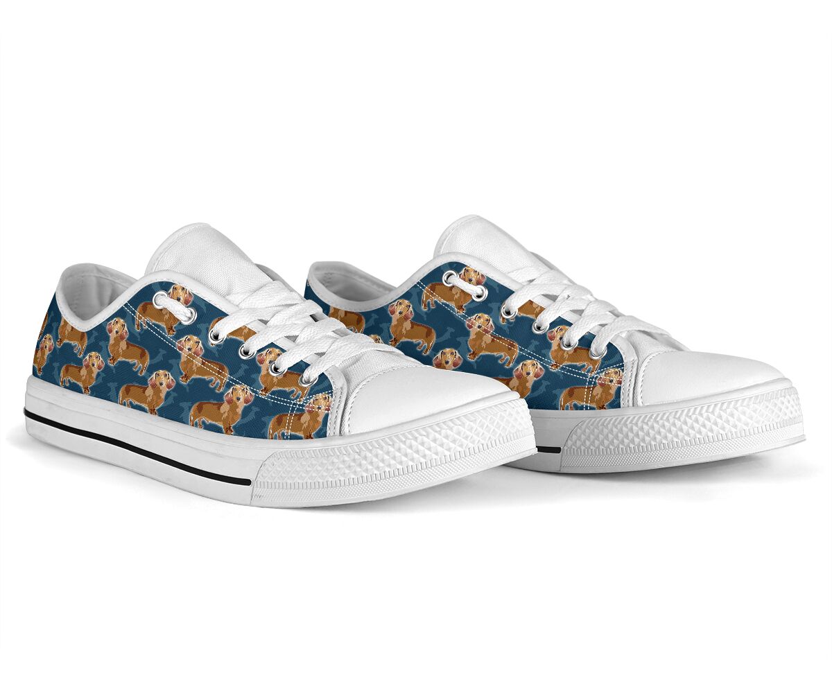 Dachshund Navy Pattern - Low Top Shoe - Love Love Top Shoes