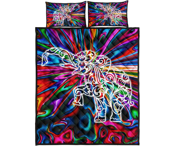 Elephant Hippie Style Quilt Bed Set - Love Quilt Bedding Set