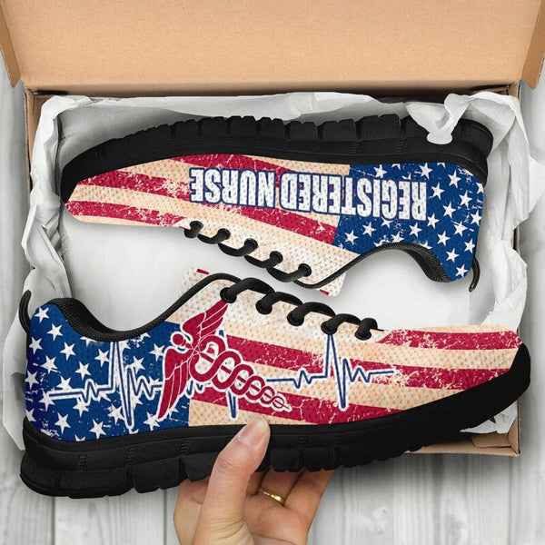 Registered Nurse Usa Flag Sneakers, Running Shoes, Shoes For Women, Shoes For Men, Custom Sh- Love Sneakers