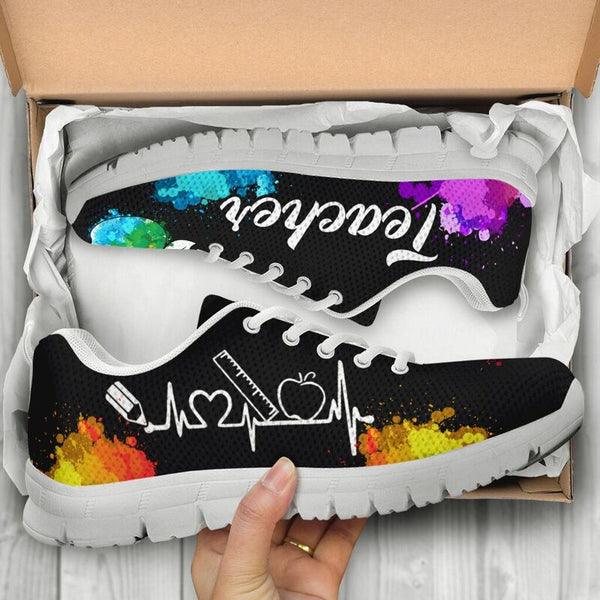 Teacher Art Color White Soles Sneakers, Running Shoes, Shoes For Women, Shoes For Men, Cust- Love Sneakers
