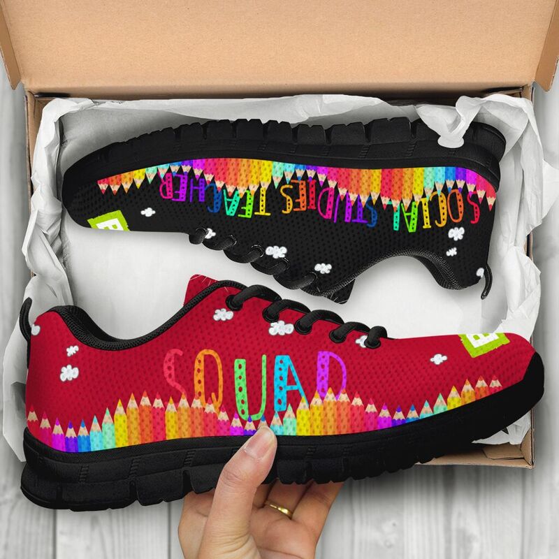 Social Studies Teacher Squad Black Red Kd Sneakers, Runni- Love Sneakers