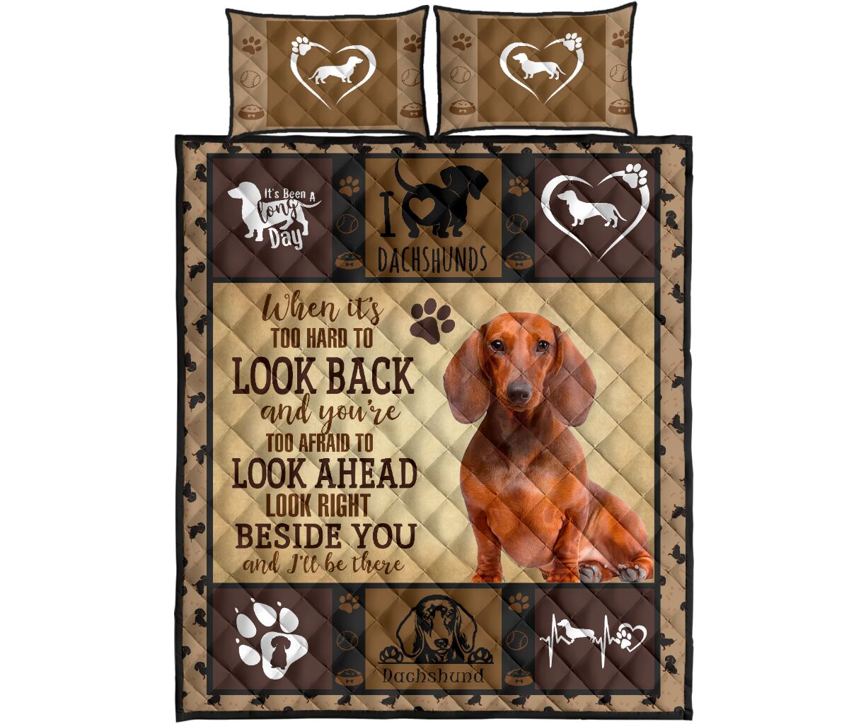 Dachshund Look Back Look Ahead - Bed Set - Love Quilt Bedding Set