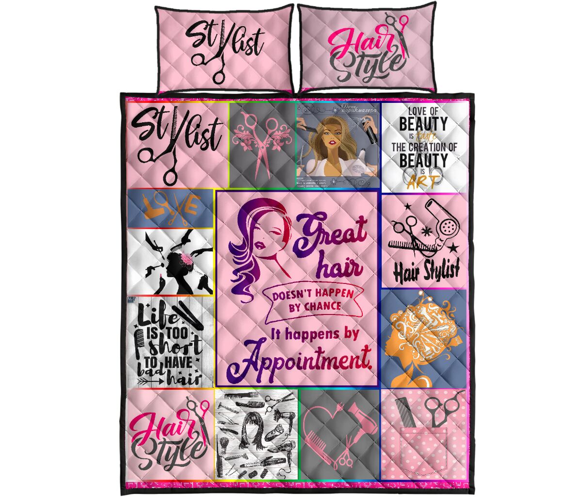 Hair Stylist Pink - Bed Set - Love Quilt Bedding Set
