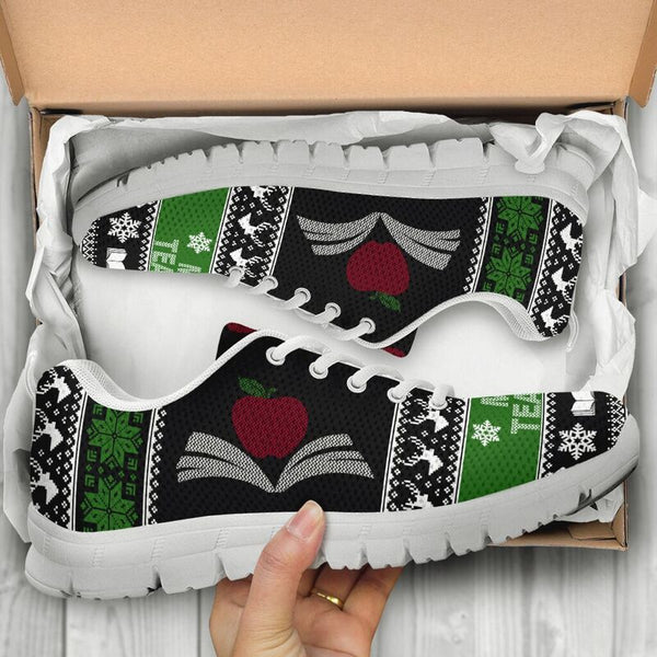 Teacher Christmas Shoes Sneakers, Running Shoes, Shoes For Women, Shoes For Men, Custom Shoe- Love Sneakers