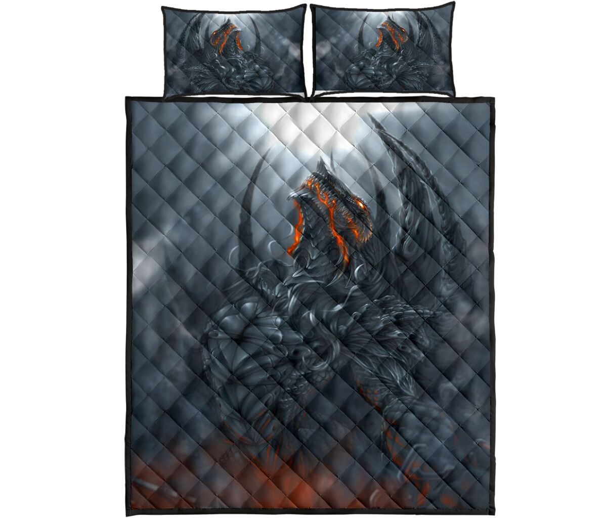 Dark Dragon Light Art Style Quilt Bed Set - Love Quilt Bedding Set