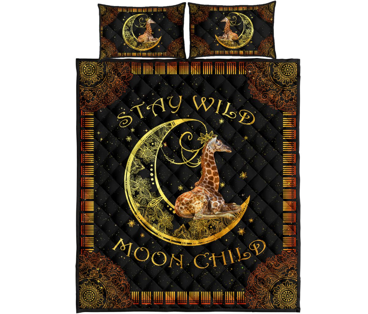 Giraffe Stay Wild Moon Child Quilt Bed Set - Love Quilt Bedding Set