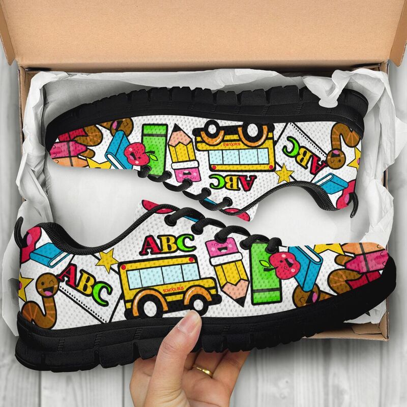 Teacher- Last Day Of School Black Sneakers, Running Shoes, Shoes For Women, Shoes For Men, C- Love Sneakers