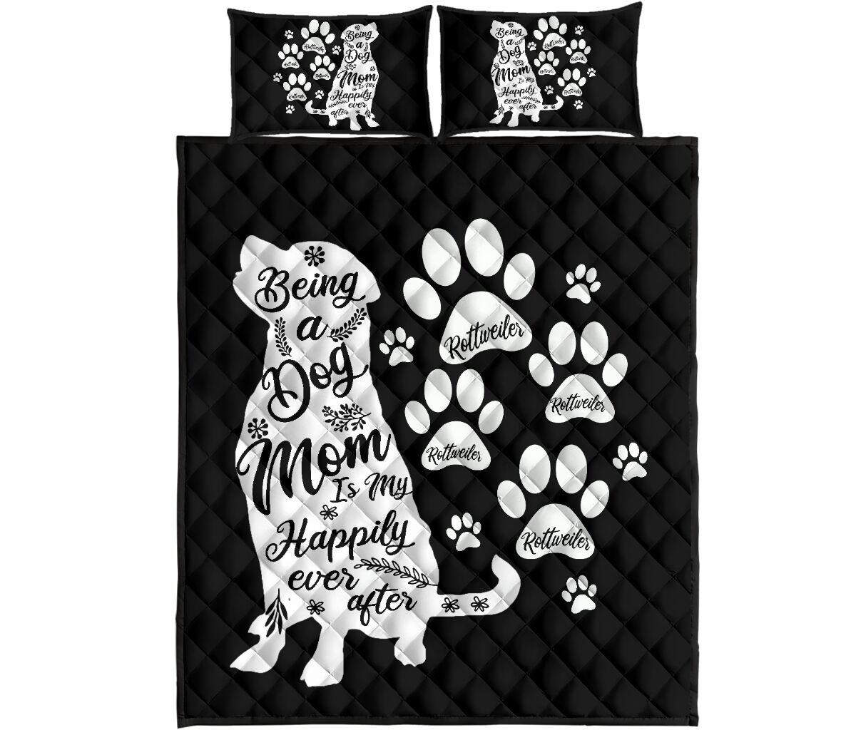 Rottweiler Black And White - Bed Set- Love Quilt Bedding Set