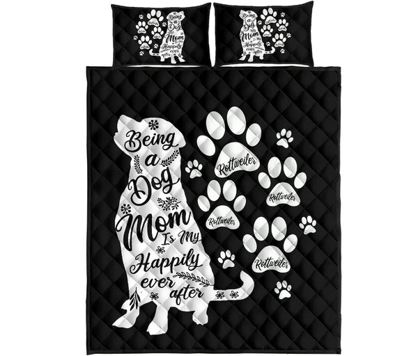 Rottweiler Black And White - Bed Set- Love Quilt Bedding Set
