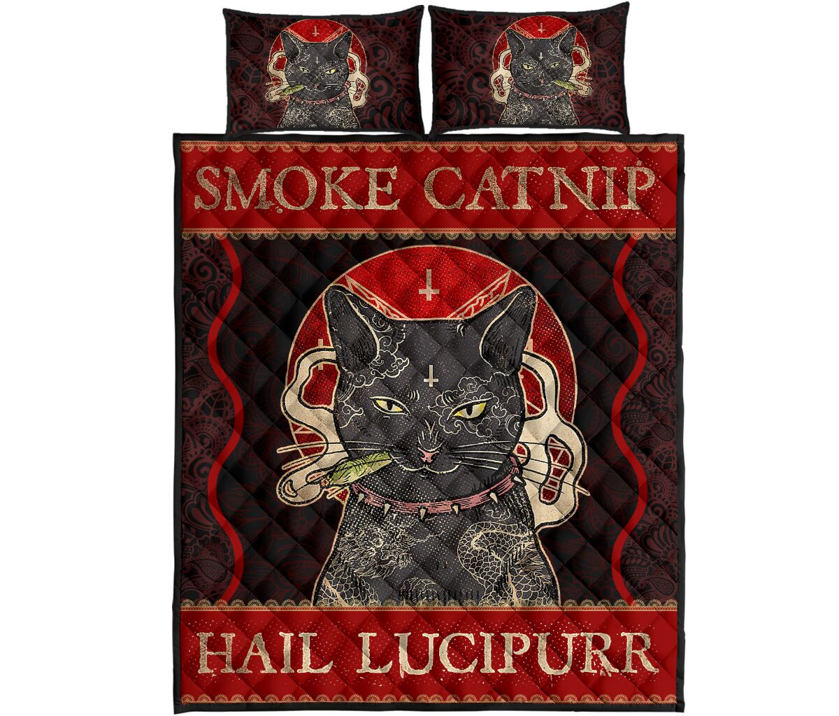 Quilt Bed Set - Black Cat - Smoke 25 - Love Quilt Bedding Set