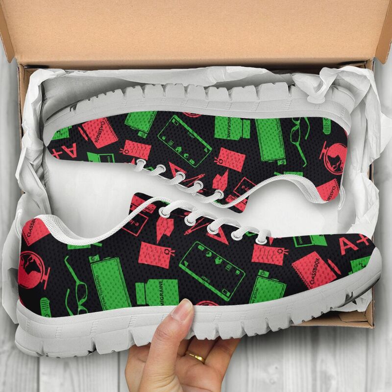 Teacher Pattern Sneaker Sneakers, Runni- Love Sneakers