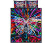 Butterfly Hippie Style Quilt Bed Set - Love Quilt Bedding Set