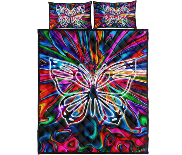 Butterfly Hippie Style Quilt Bed Set - Love Quilt Bedding Set