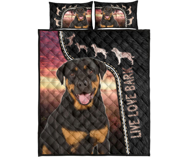 Live Love Bark Rottweiler - Bed Set - Love Quilt Bedding Set