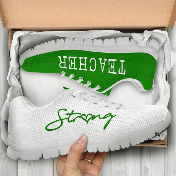 Teacher Strong Green Sneakers, Running Shoes, Shoes For Women, Shoes For Men, Custom Shoes,- Love Sneakers