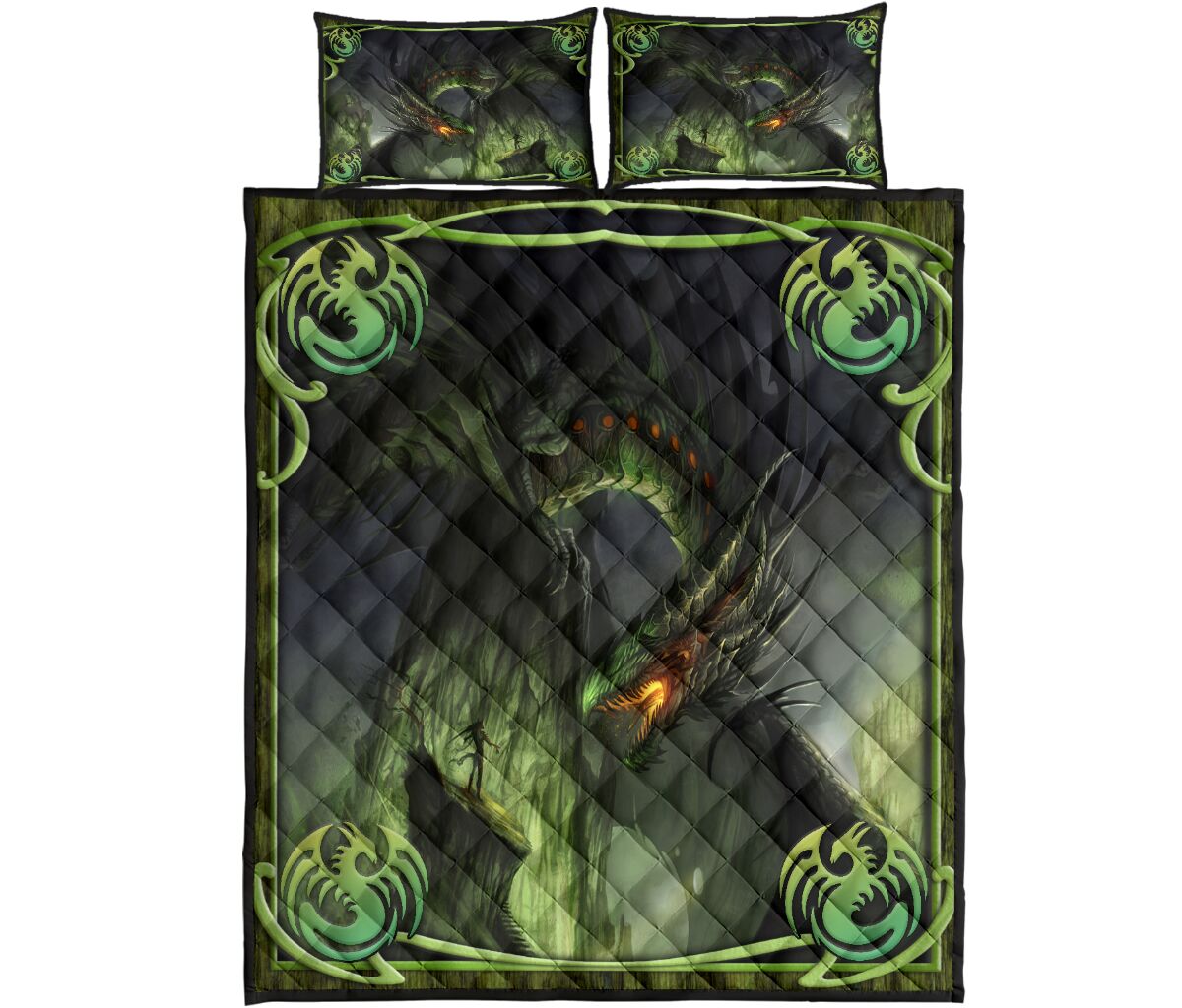 Dragon Mountain Art Style Quilt Bed Set - Love Quilt Bedding Set
