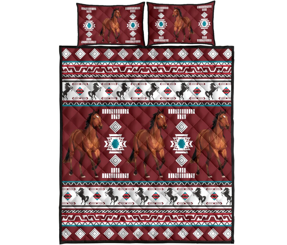 Horse Boho Native Pattern - Quilt Bed Set - Nnd- Love Quilt Bedding Set