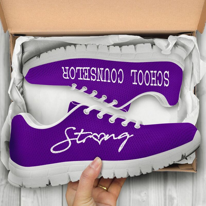 School Counselor Strong Purple Sneakers, Runni- Love Sneakers