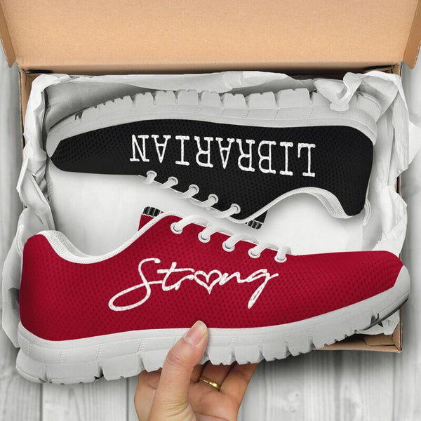 Librarian Strong Black Red Sneakers, Running Shoes, Shoes For Women, Shoes For Men, Custom S- Love Sneakers
