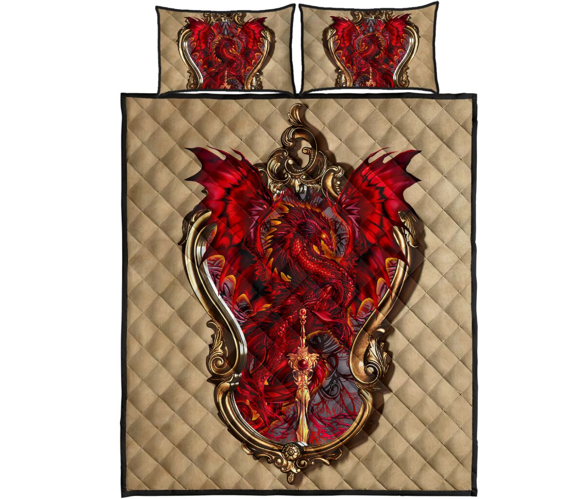 Dragon Gothic Style Quilt Bed Set - Love Quilt Bedding Set