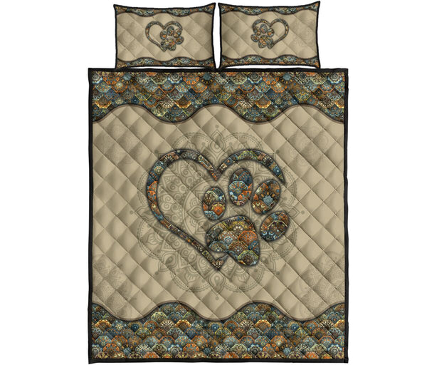 Quilt Bed Set - Mandala - Paw Heart Lovers 35 - Love Quilt Bedding Set