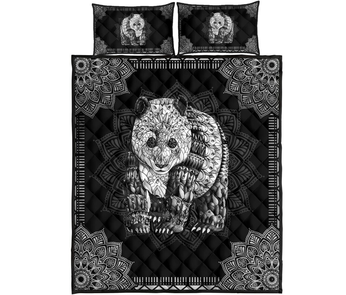 Panda Quilt Bed Set 25 - Love Quilt Bedding Set