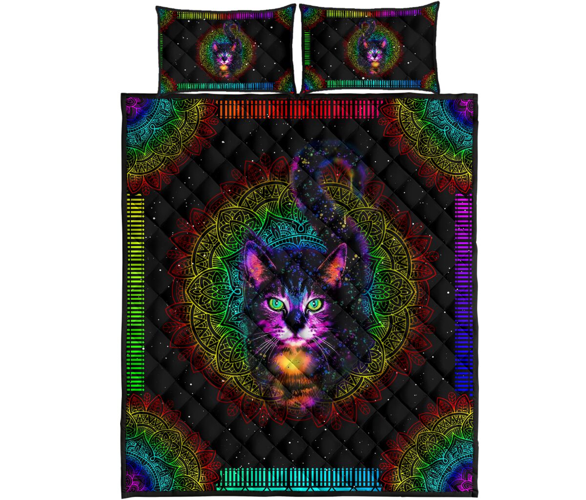 Quilt Bed Set - Cat - Rainbow 14 - Love Quilt Bedding Set