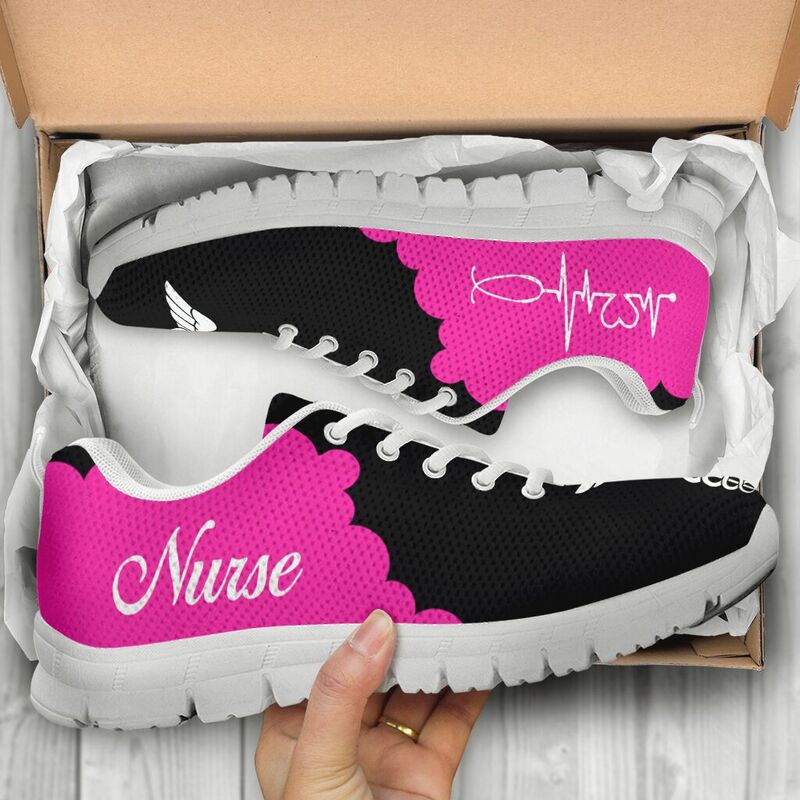 Nurse Cl- Pink Black Sneakers, Running Shoes, Shoes For Women, Shoes For Men, Custom Shoes,- Love Sneakers