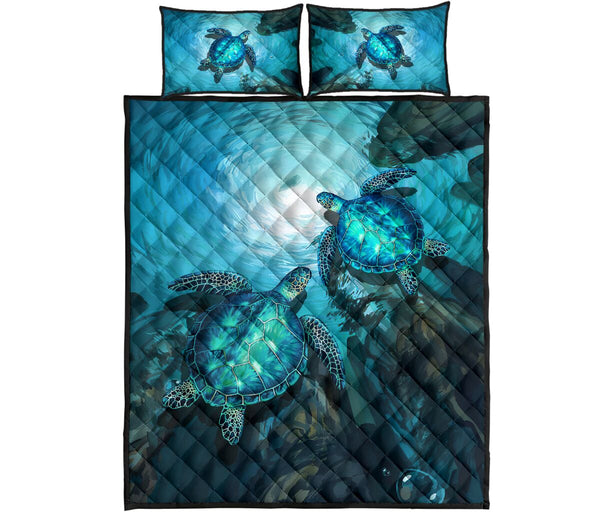 Turtle Underwater Quilt Bed Set - Love Quilt Bedding Set