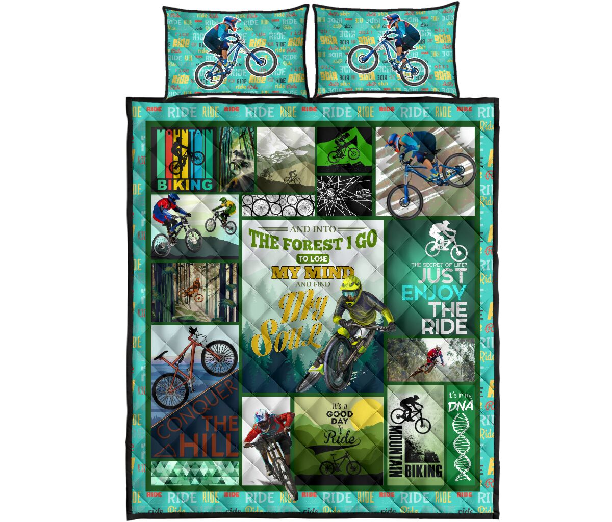 Moutain Biking - Bed Set - Love Quilt Bedding Set