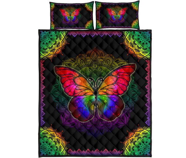 Butterfly Mandala Style Quilt Bed Set - Love Quilt Bedding Set