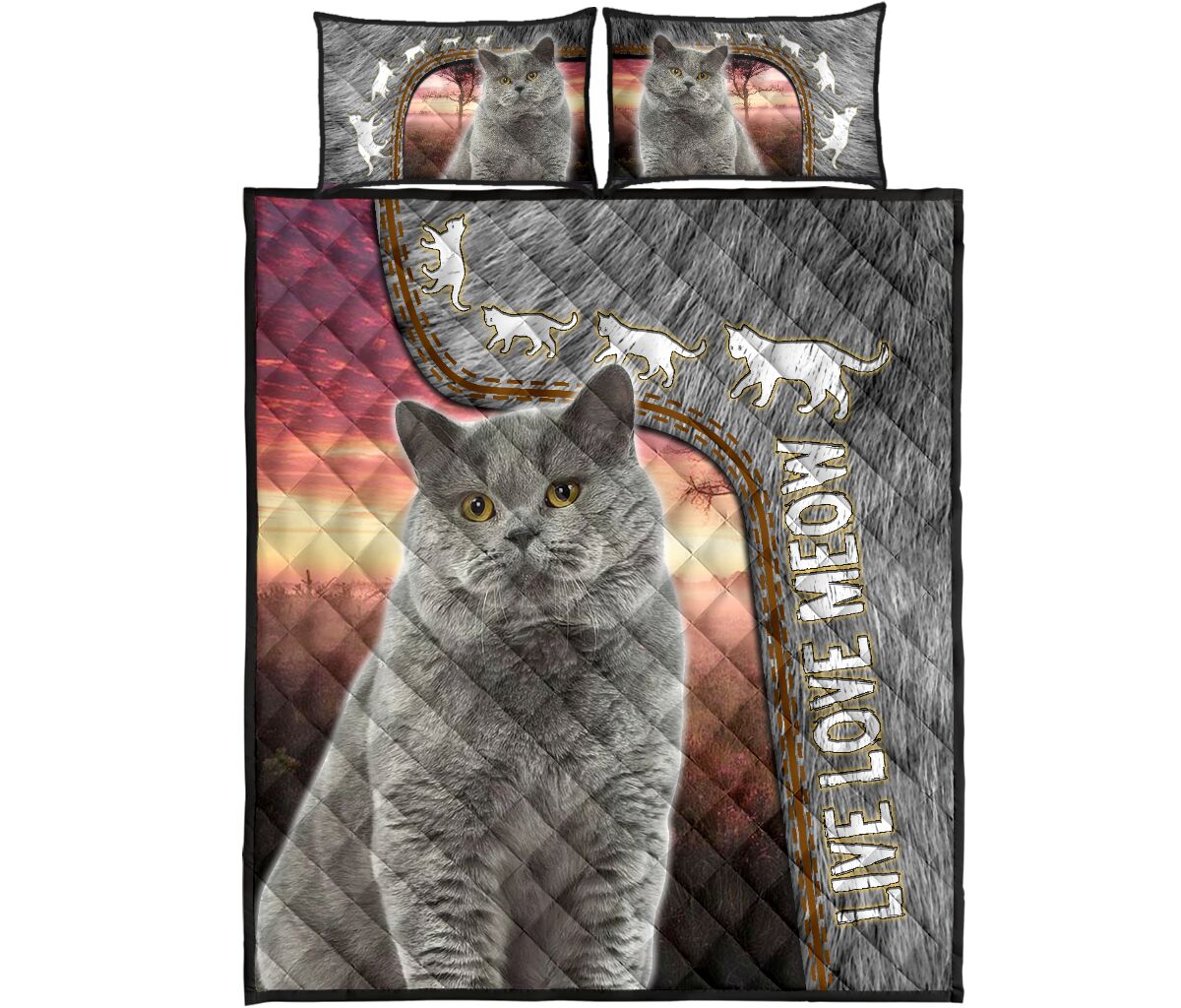 Live Love Meow - Bed Set - Love Quilt Bedding Set