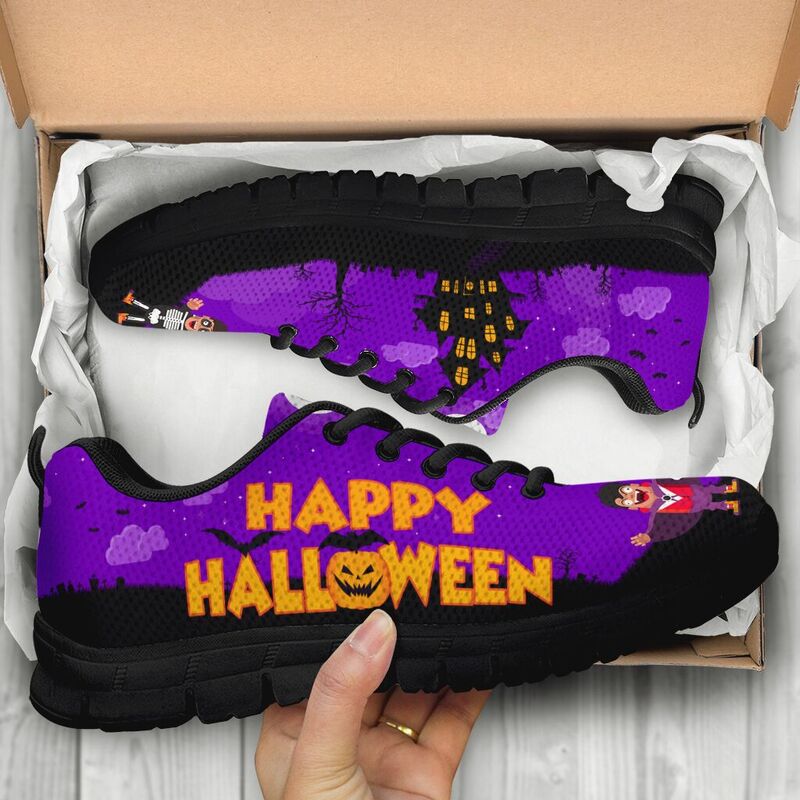 Happy Halloween Nurse Purple Shoes Sneakers, Running Shoes, Shoes For Women, Shoes For Men, - Love Sneakers