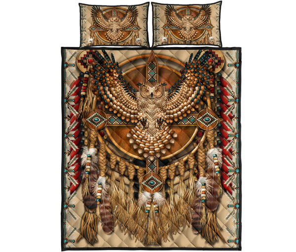 Gold Owl Native American Quilt Bed Set 2- Love Quilt Bedding Set