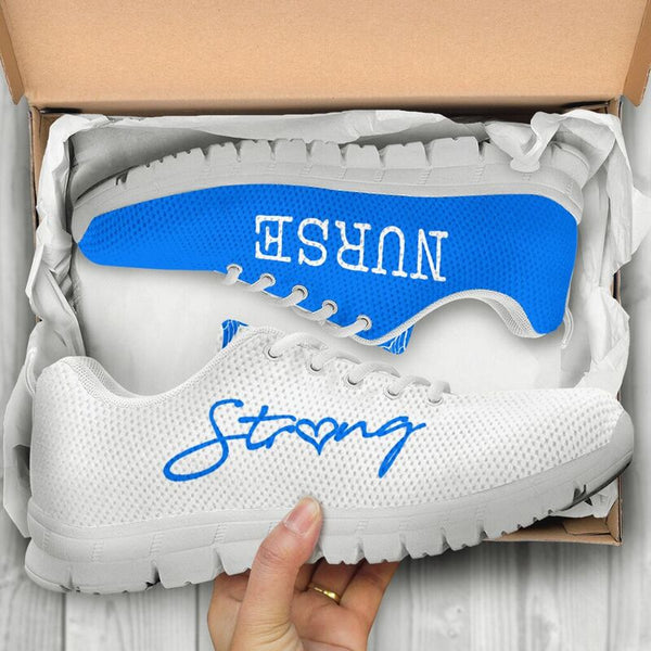 Nurse-strong Blue White Sneakers, Running Shoes, Shoes For Women, Shoes For Men, Custom Shoe- Love Sneakers